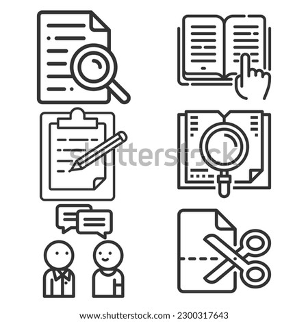 User guide icons set, outline style