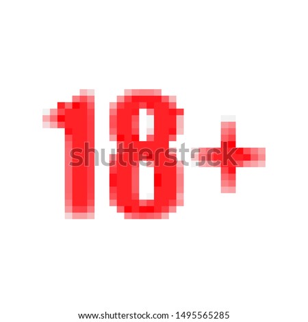 Parental advisory, explicit content, 18 years pixsel red warning stamp isolated on white