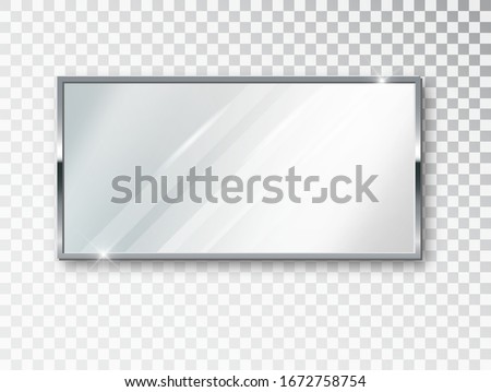 Mirror rectangle isolated. Realistic mirror frame, white mirrors template. Realistic 3D design for interior furniture. Reflecting glass surfaces isolated.