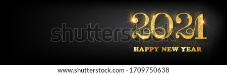 Happy new year 2021 banner.Golden Vector luxury text 2021 Happy new year. Gold Festive Numbers Design. Happy New Year Banner with 2021 Numbers