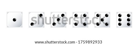 White Game dice set. Set of game dice, isolated . Dice ifrom one to six. Vector illustration.