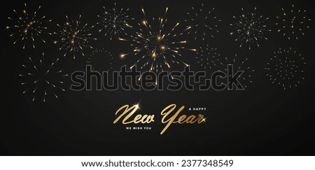 Happy new year. Elegant fireworks vector illustration background . Concept for holiday decor, card, poster, banner, flyer