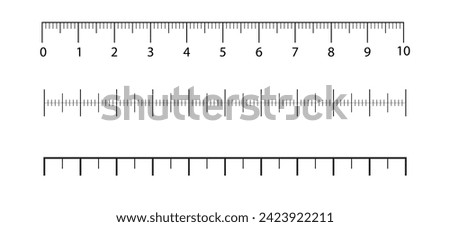 Rulers Inch and metric rulers template. Measuring tool. Blank measuring scale indicator. Scale for a ruler in inches and centimeters.