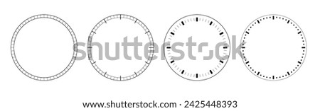 Dial of watch template. Circles of clock faces for time. Template analogue watches, thermometer degree or weight measuring