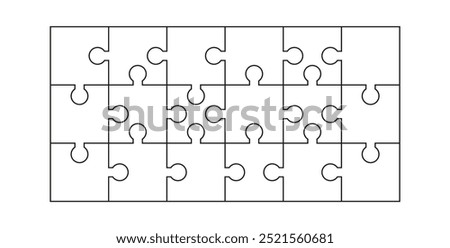 Puzzle Pieces Isolated on White Background. Vector template jigsaw puzzle