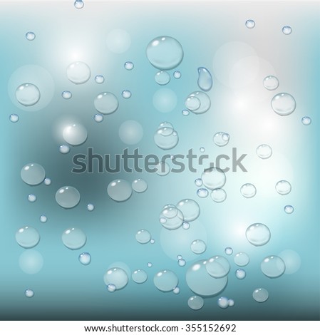 Raindrops on the glass. Vector illustration. Wet glass. Kapten. Reflections. Vector background Stok fotoğraf © 