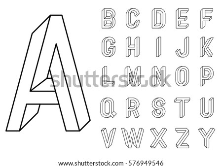 Impossible Geometry letters. et of vector letters constructed on the basis of the isometric view. Impossible shape, optical illusion. Sacred geometry. Vector illustration 10 eps