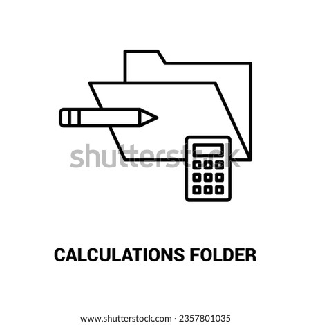 Calculation Folder Vector line icon stock illustration.