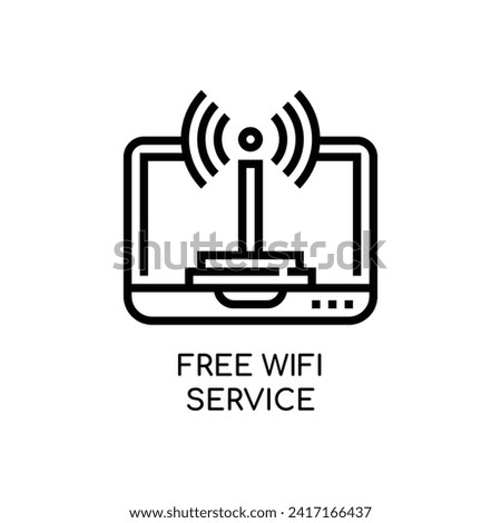 Free WIFI Service Line Icon stock illustration.