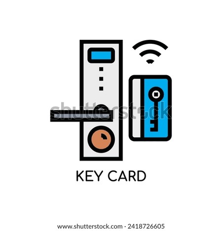 Key Card Line Icon stock illustration.