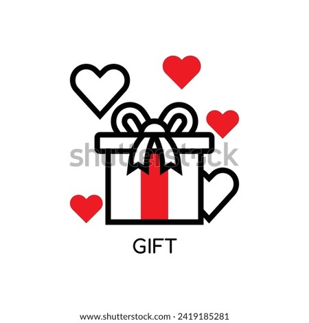 Gift Line Icon stock illustration.