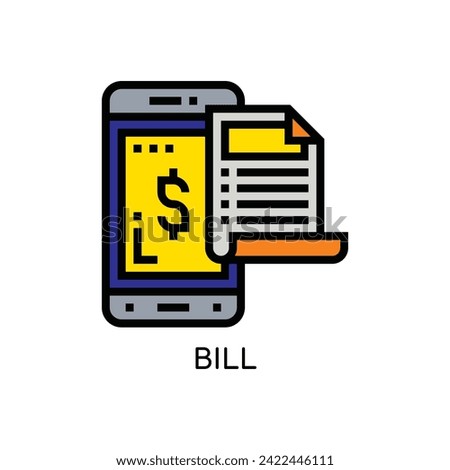 Bill Line Icon stock illustration.