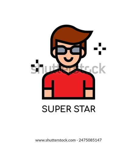 Super Star Line Icon stock illustration.