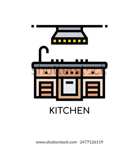 Kitchen Line Icon stock illustration.