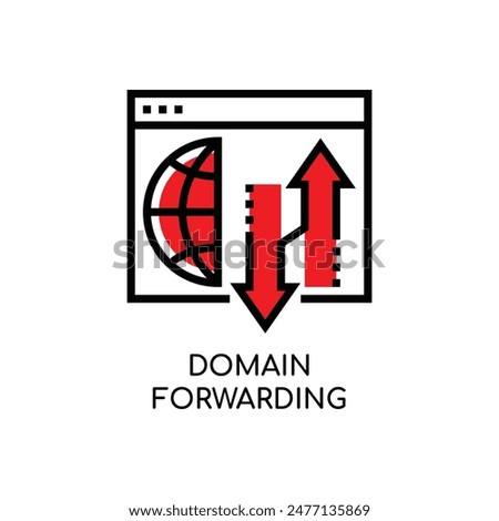 Domain Forwarding Line Icon stock illustration.