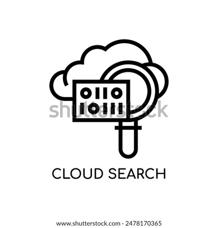 Cloud Search Line Icon stock illustration.