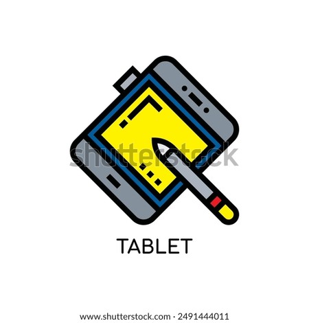 Tablet Line Icon stock illustration.