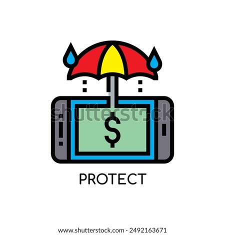 Protect Line Icon stock illustration.