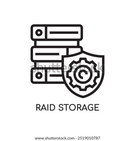 Raid Storage Line Icon stock illustration.