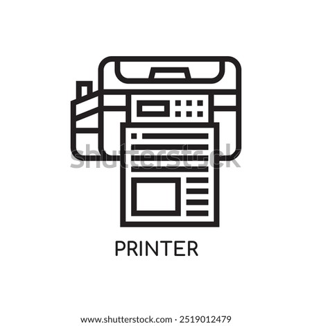 Printer Line Icon stock illustration.