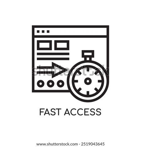 Fast Access Line Icon stock illustration.