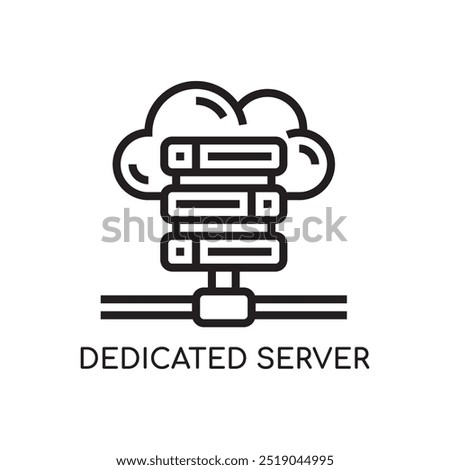 Dedicated Server Line Icon stock illustration.