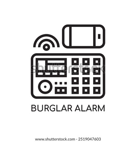 Burglar Alarm Line Icon stock illustration.