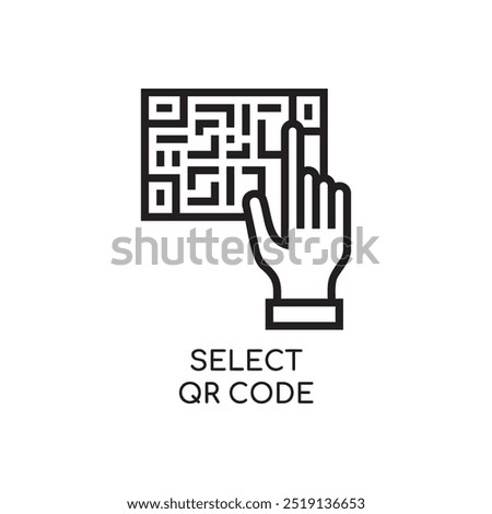 Select QR Code Line Icon stock illustration.