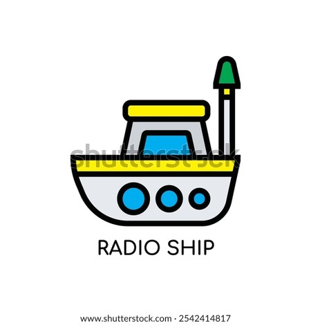 Radio Ship Line Icon stock illustration.