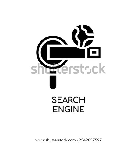 Search Engine Line Icon stock illustration.