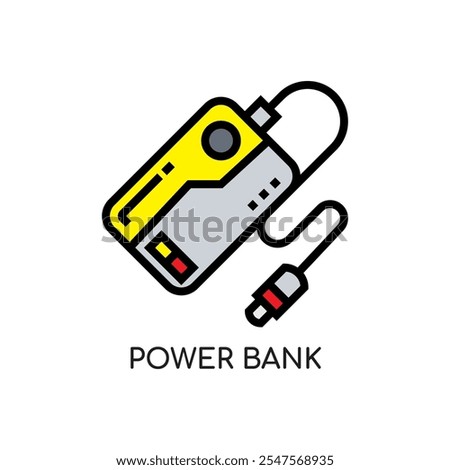 Power Bank Line Icon stock illustration.