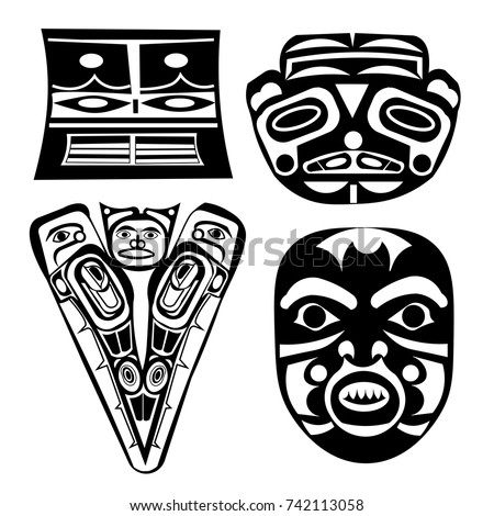 set of masks ethnic themes for tattoo ethnic patterns of native