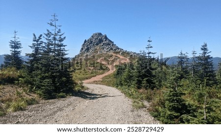 Similar – Foto Bild Felsen mit steilen Hängen in gebirgigem Terrain