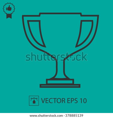 Trophy cup vector icon eps 10. Simple outline winner symbol.
