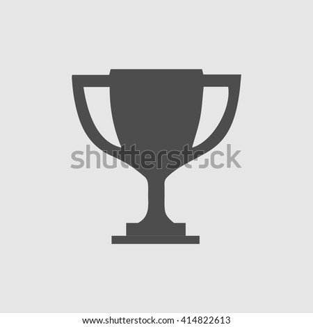 Trophy cup vector icon eps 10. Simple winner symbol. Black illustration isolated on grey background.