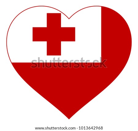 tonga flag in heart vector illustration sign. Flag of tonga in the shape of Heart with contrasting contour, symbol of love for his country or valentine day, patriotism.