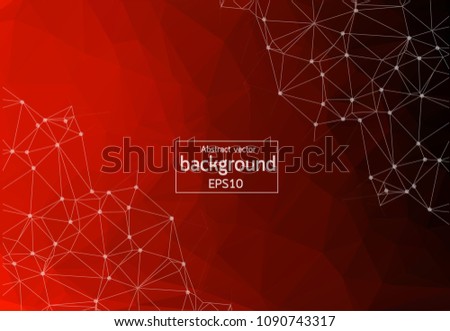 Geometric Red Polygonal background molecule and communication. Connected lines with dots. Minimalism background. Concept of the science, chemistry, biology, medicine, technology.