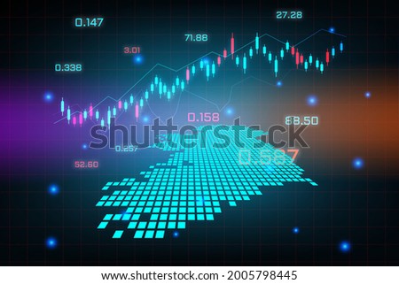 Stock market background or forex trading business graph chart for financial investment concept of Ireland map. business idea and technology innovation design.