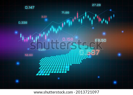 Stock market background or forex trading business graph chart for financial investment concept of Oman map. business idea and technology innovation design.