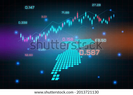 Stock market background or forex trading business graph chart for financial investment concept of Mozambique map. business idea and technology innovation design.