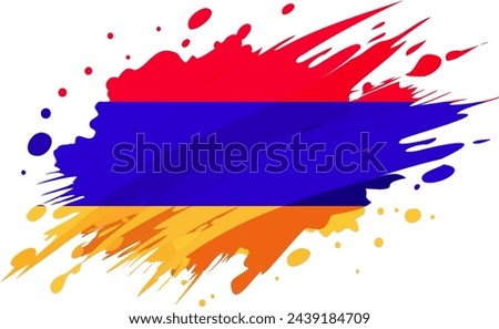 Armenia flag painted with Grunge brush stroke, watercolor flag style.