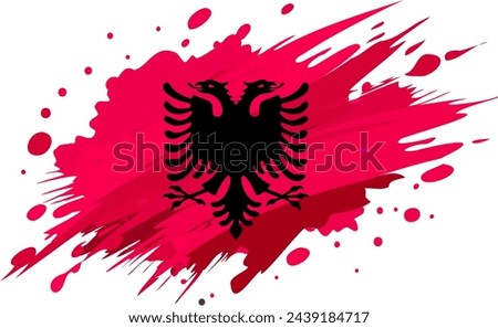 albania flag painted with Grunge brush stroke, watercolor flag style.
