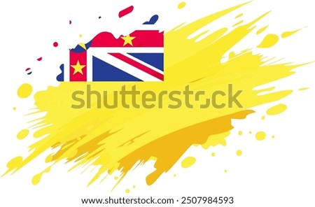 Niue flag painted with Grunge brush stroke, watercolor flag style.