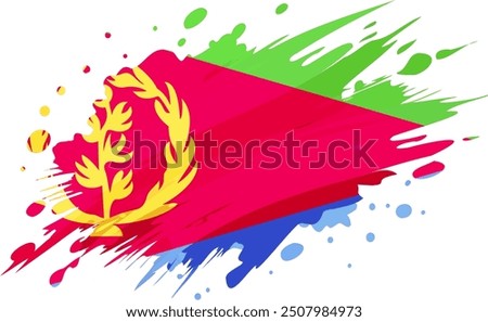 Eritrea flag painted with Grunge brush stroke, watercolor flag style.