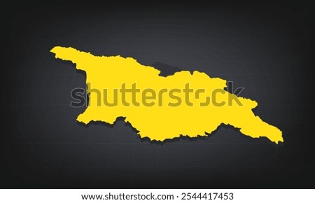 Yellow 3D Map of georgia on a Dark Background, Displaying Geographical Shape and Borders for Educational and Informational Use