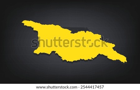 Yellow 3D Map of georgia South on a Dark Background, Displaying Geographical Shape and Borders for Educational and Informational Use