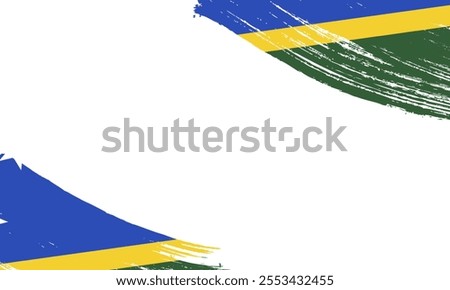 Solomon Islands Flag with Brush Stroke Effect, Grunge brush stroke. Watercolor painting flag design.