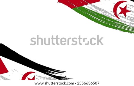 Western Sahara Flag with Brush Stroke Effect, Grunge brush stroke. Watercolor painting flag design.