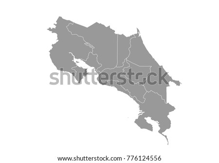 costa Rica map. High detailed map of costa Rica on white background. Vector illustration eps 10.