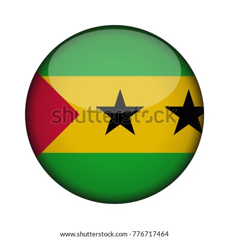 sao tome and principe Flag in glossy round button of icon. sao tome and principe emblem isolated on white background. National concept sign. Independence Day. Vector illustration.